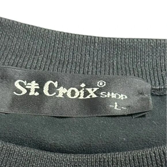 Men’s vintage St. Croix shop black Rainbow Print Pullover sweater size large - Picture 5 of 8